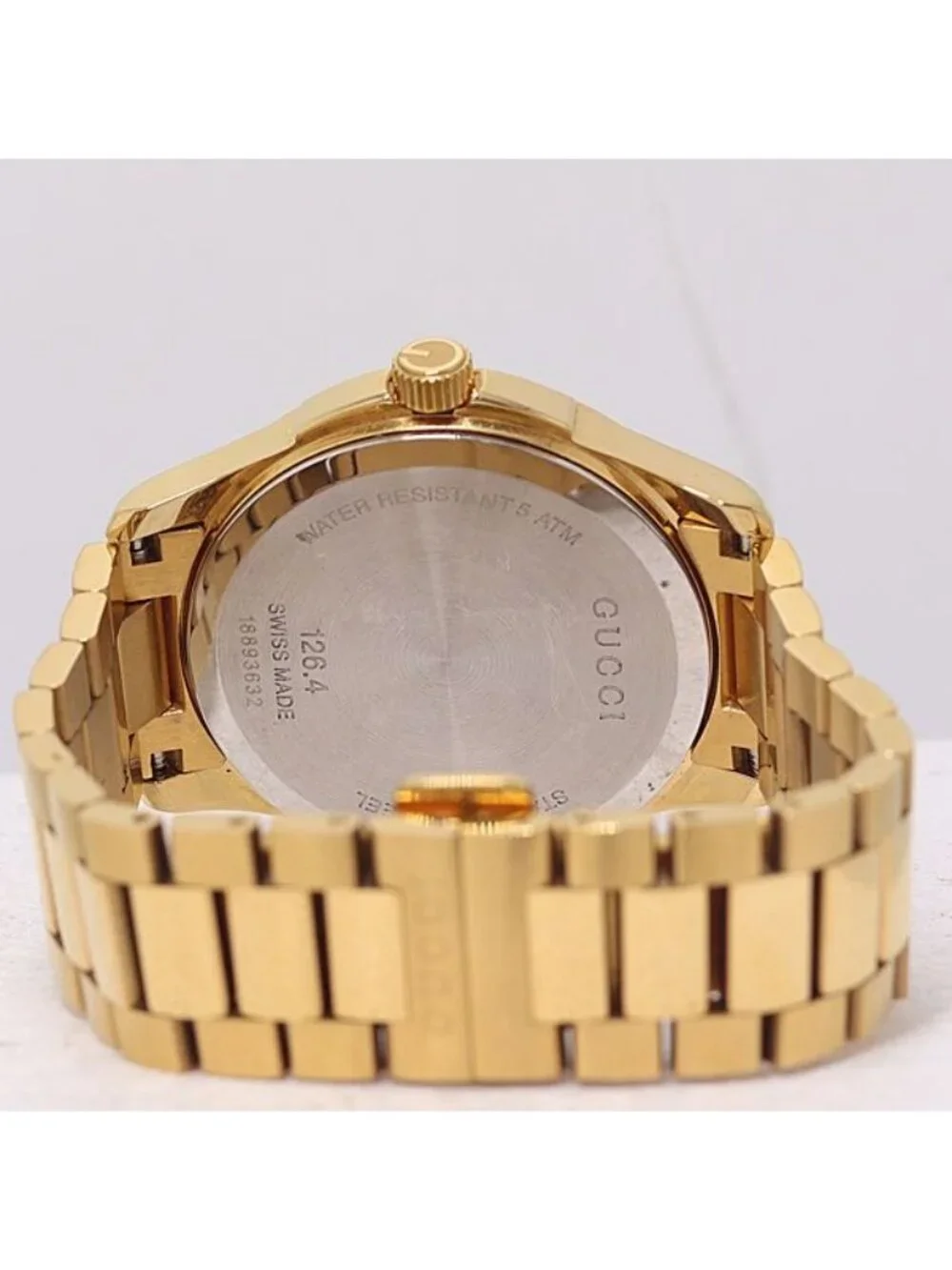 Gucci Timeless 126.4 Quartz Date Gold Dial Watch